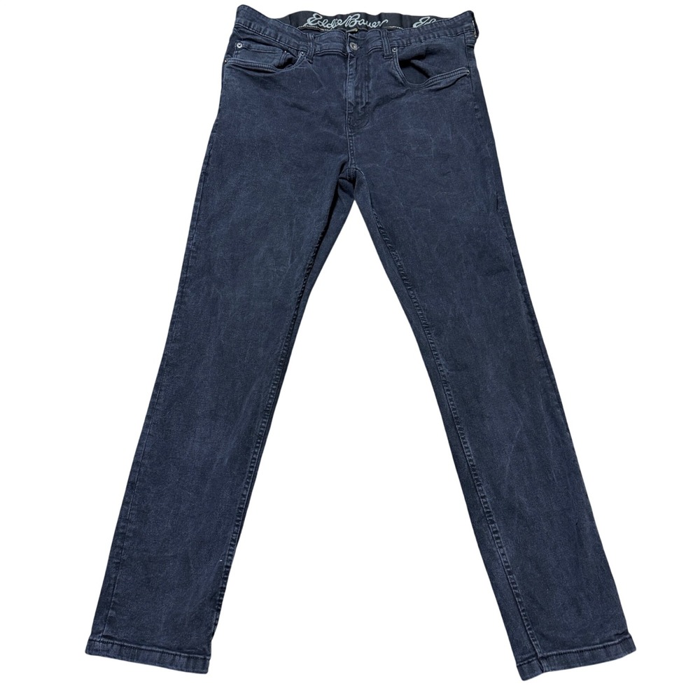 Eddie‎ Bauer Mens Jeans Black Denim Stretch Straight Leg 34x31 Heritage